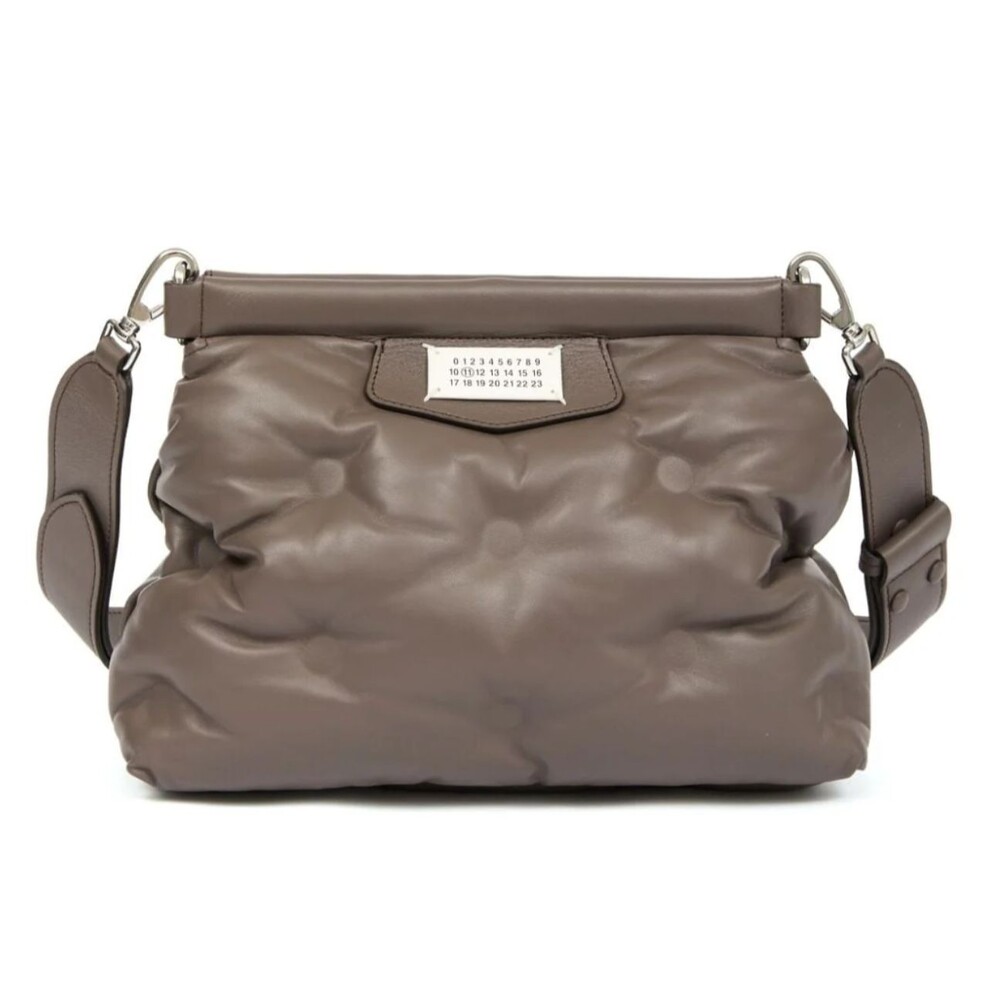 MAISON MARGIELA Glam Slam Shoulder Bag Taupe Brown Leather Quilted Pillow Clutch